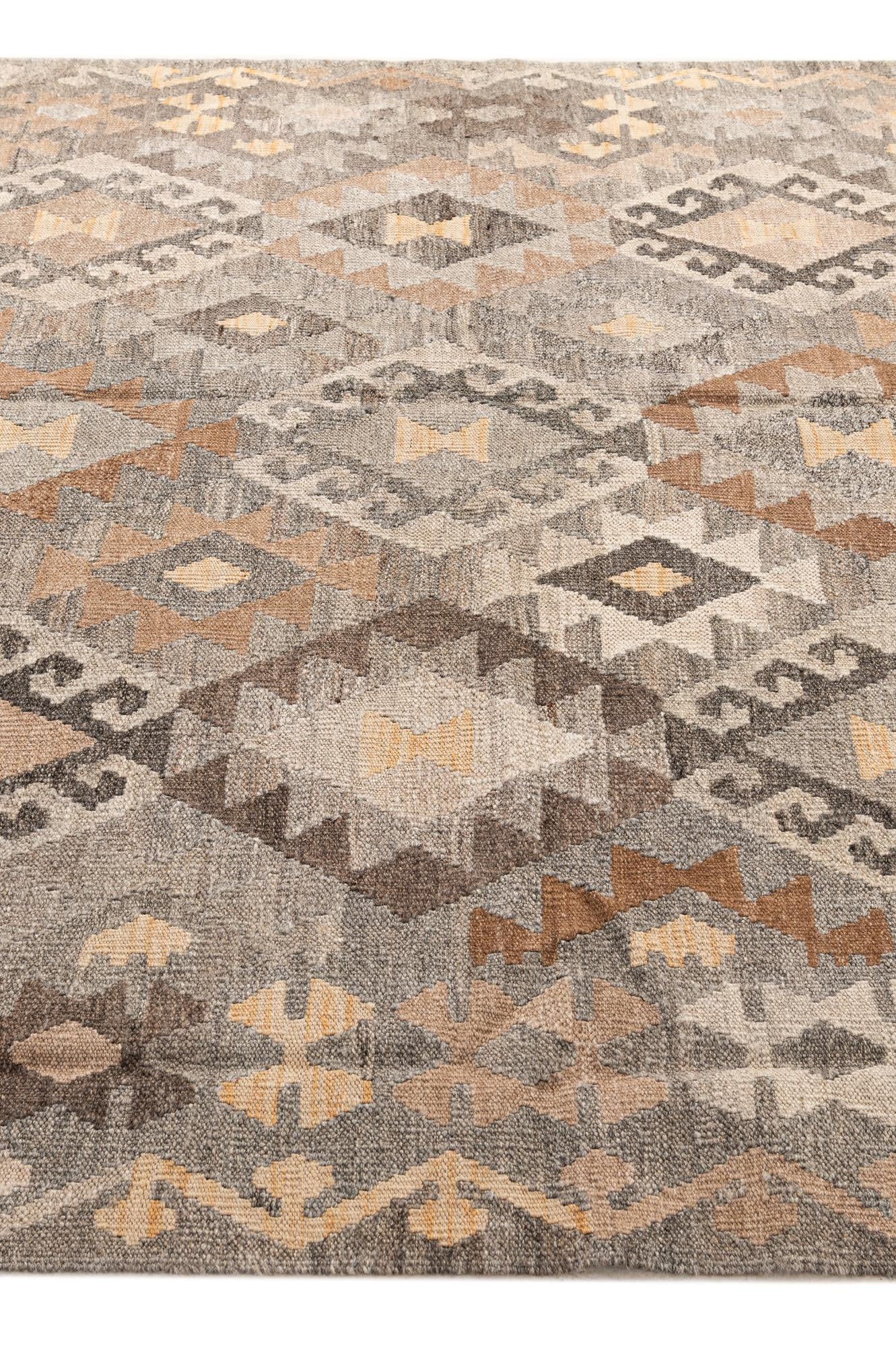 5' 9 x 8' 1 Hand Woven Kilim Maymana Wool Rug