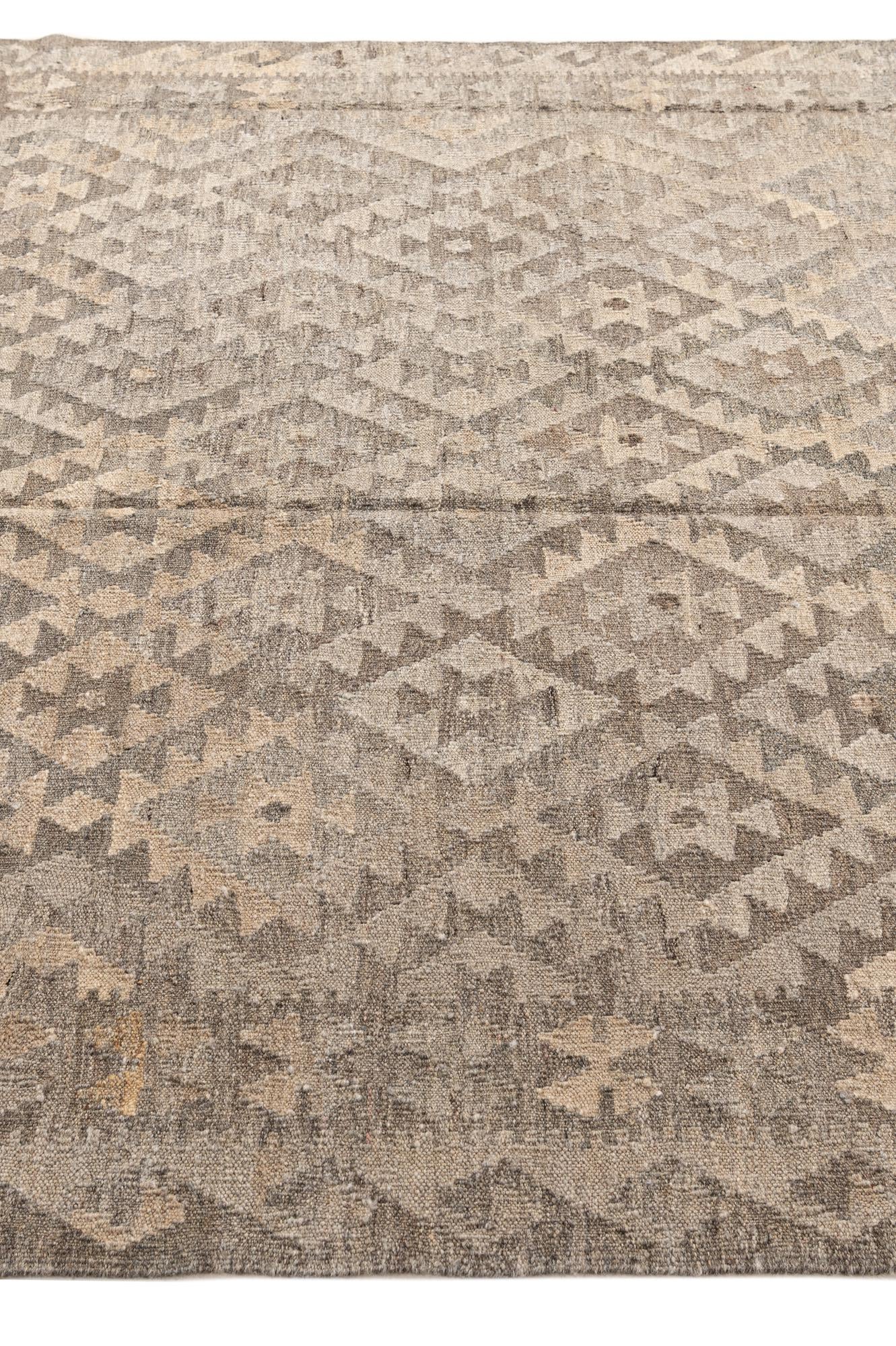 5' 10 x 8' 3 Hand Woven Kilim Maymana Wool Rug