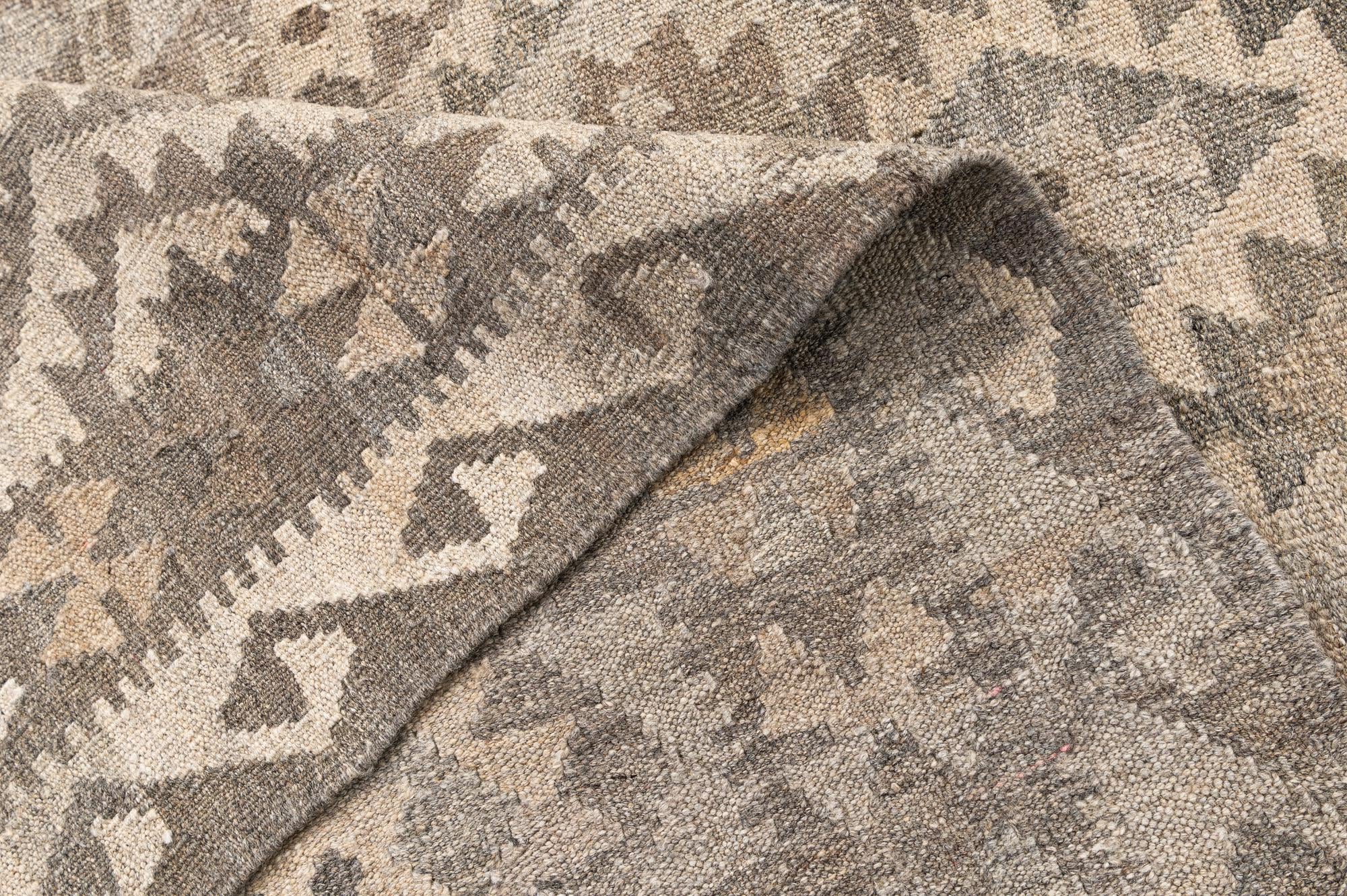 5' 10 x 8' 3 Hand Woven Kilim Maymana Wool Rug