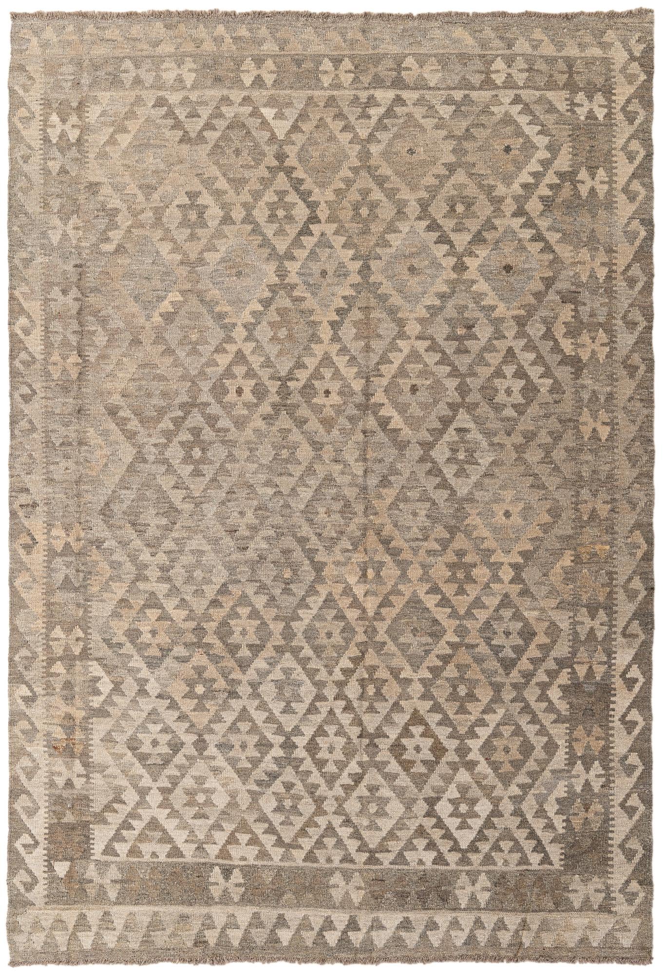 5' 10 x 8' 3 Hand Woven Kilim Maymana Wool Rug