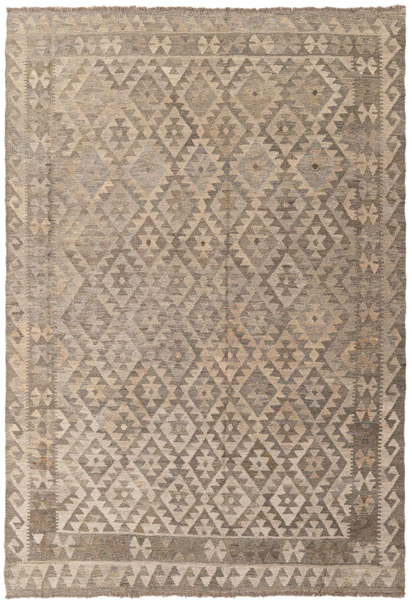 5' 10 x 8' 3 Hand Woven Kilim Maymana Wool Rug