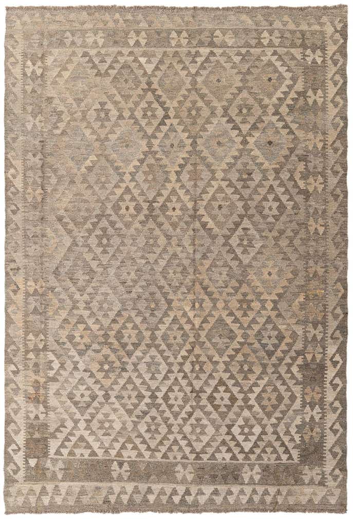 5' 10 x 8' 3 Hand Woven Kilim Maymana Wool Rug