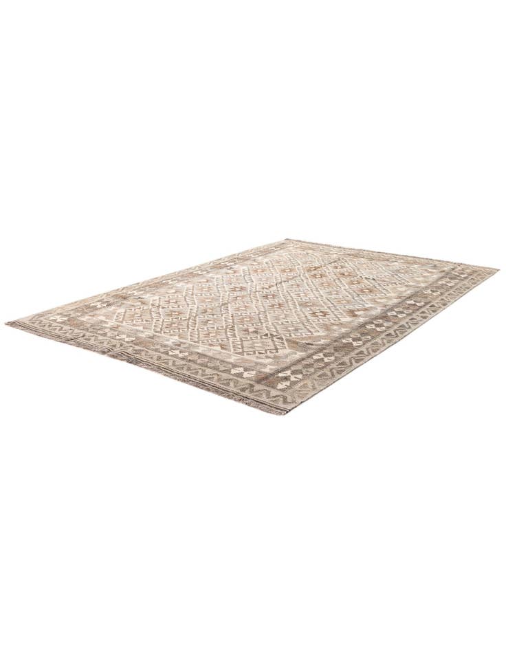 Detail image of 5' 9 x 8' 6 Hand Woven Kilim Maymana Wool Rug
