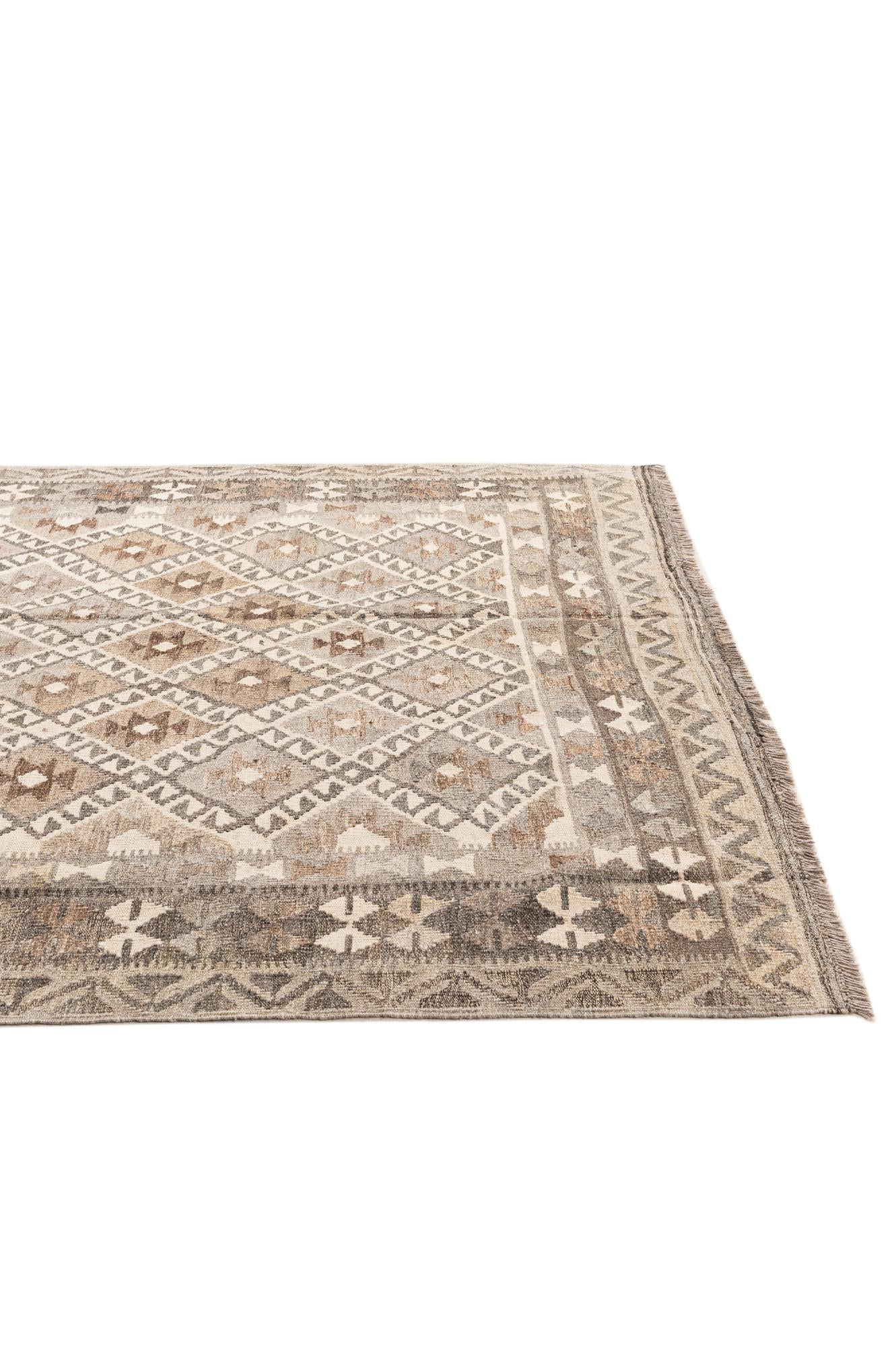 5' 9 x 8' 6 Hand Woven Kilim Maymana Wool Rug