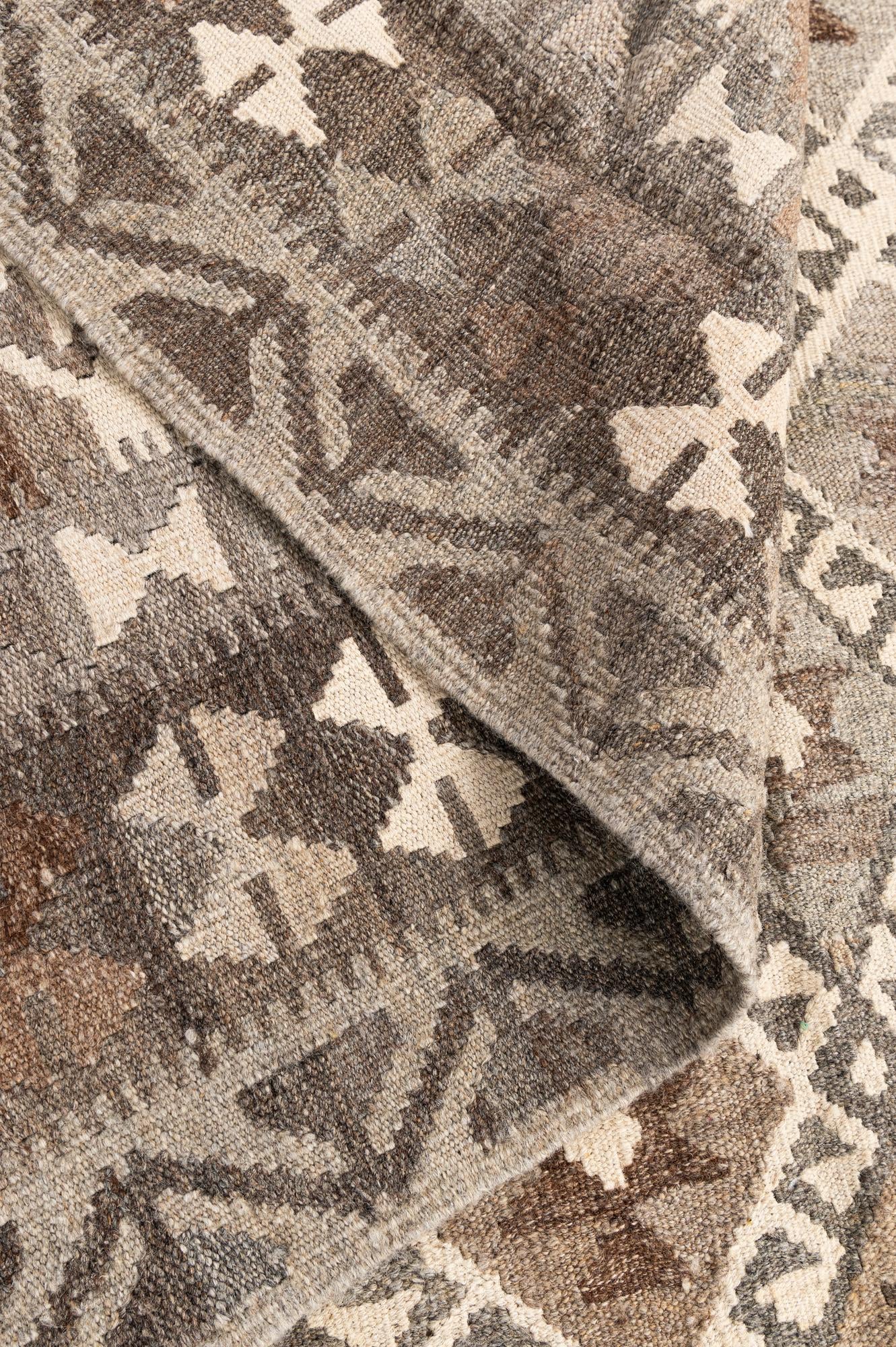 5' 9 x 8' 6 Hand Woven Kilim Maymana Wool Rug