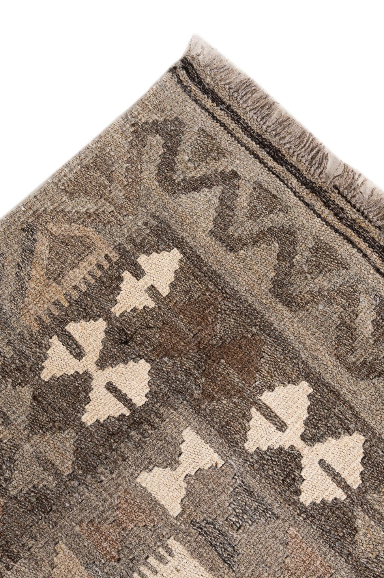 5' 9 x 8' 6 Hand Woven Kilim Maymana Wool Rug