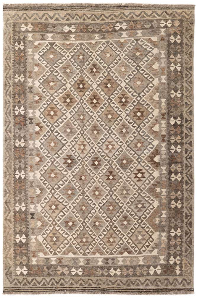 5' 9 x 8' 6 Hand Woven Kilim Maymana Wool Rug