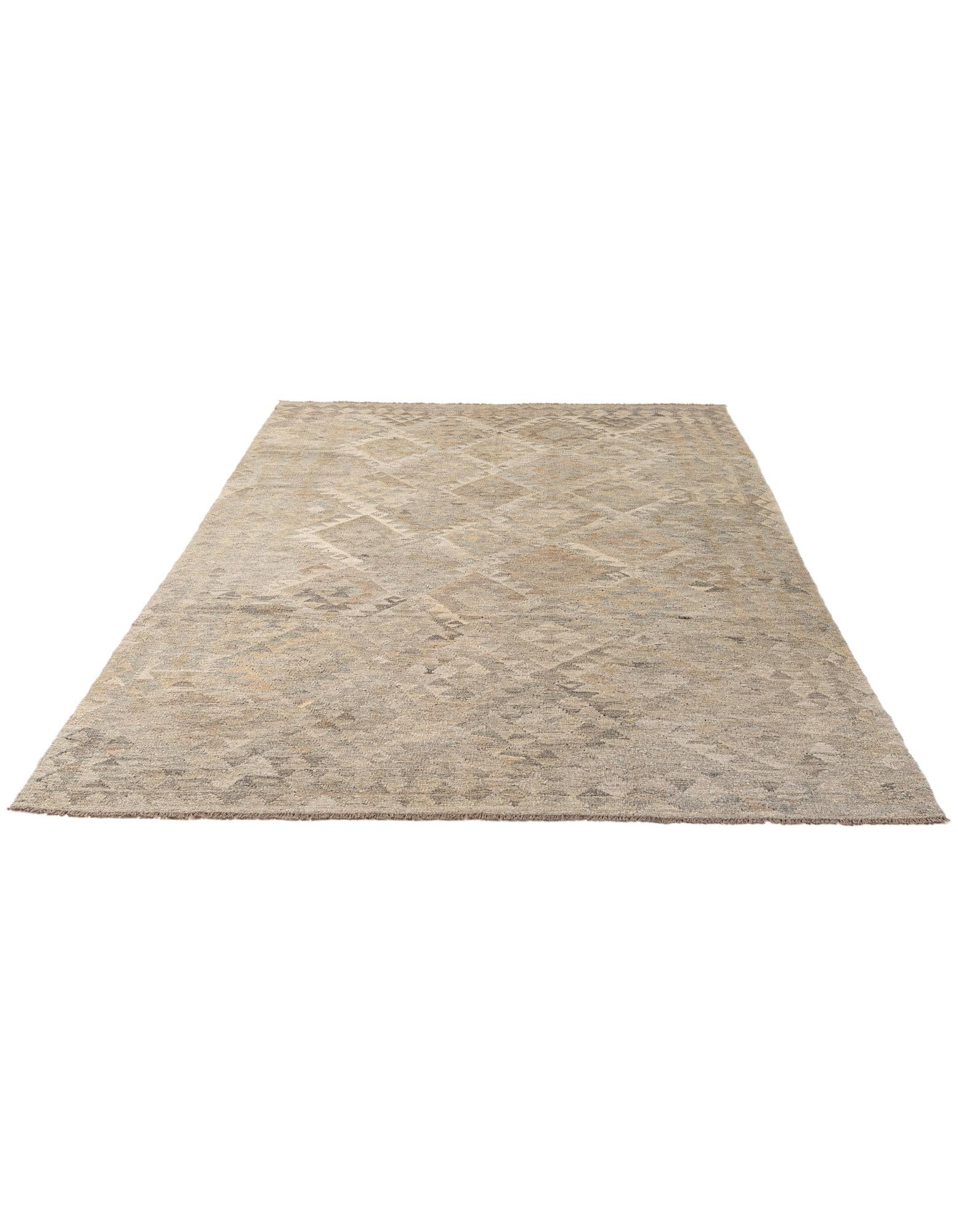 6' 1 x 9' 2 Hand Woven Kilim Maymana Wool Rug
