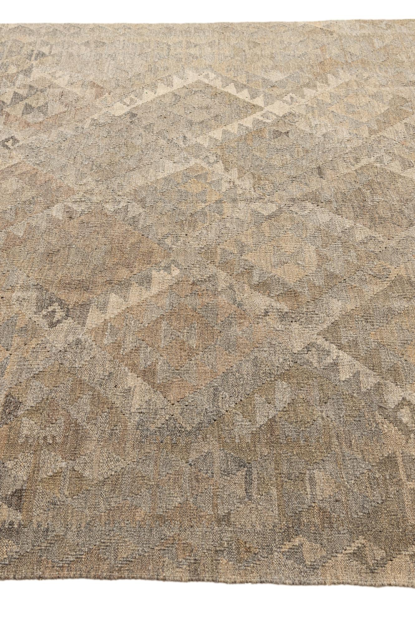 6' 1 x 9' 2 Hand Woven Kilim Maymana Wool Rug