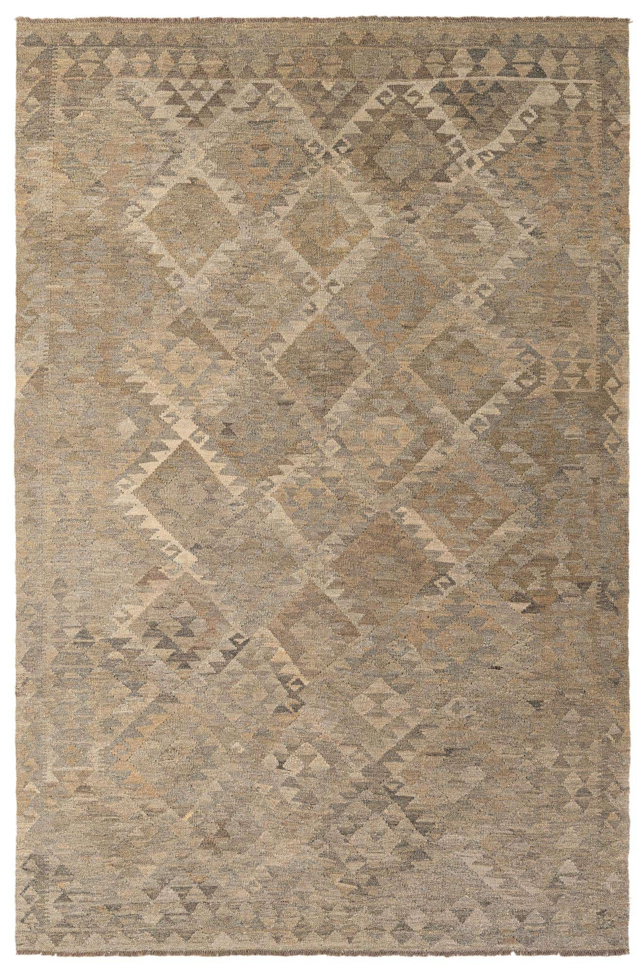 6' 1 x 9' 2 Hand Woven Kilim Maymana Wool Rug