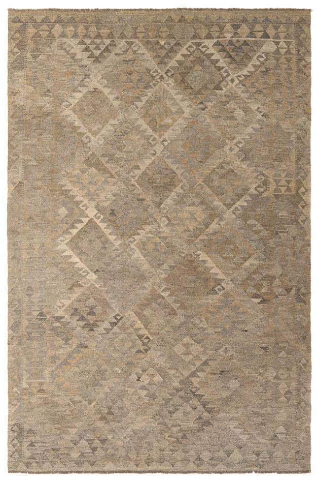 Detail image of 6' 1 x 9' 2 Hand Woven Kilim Maymana Wool Rug