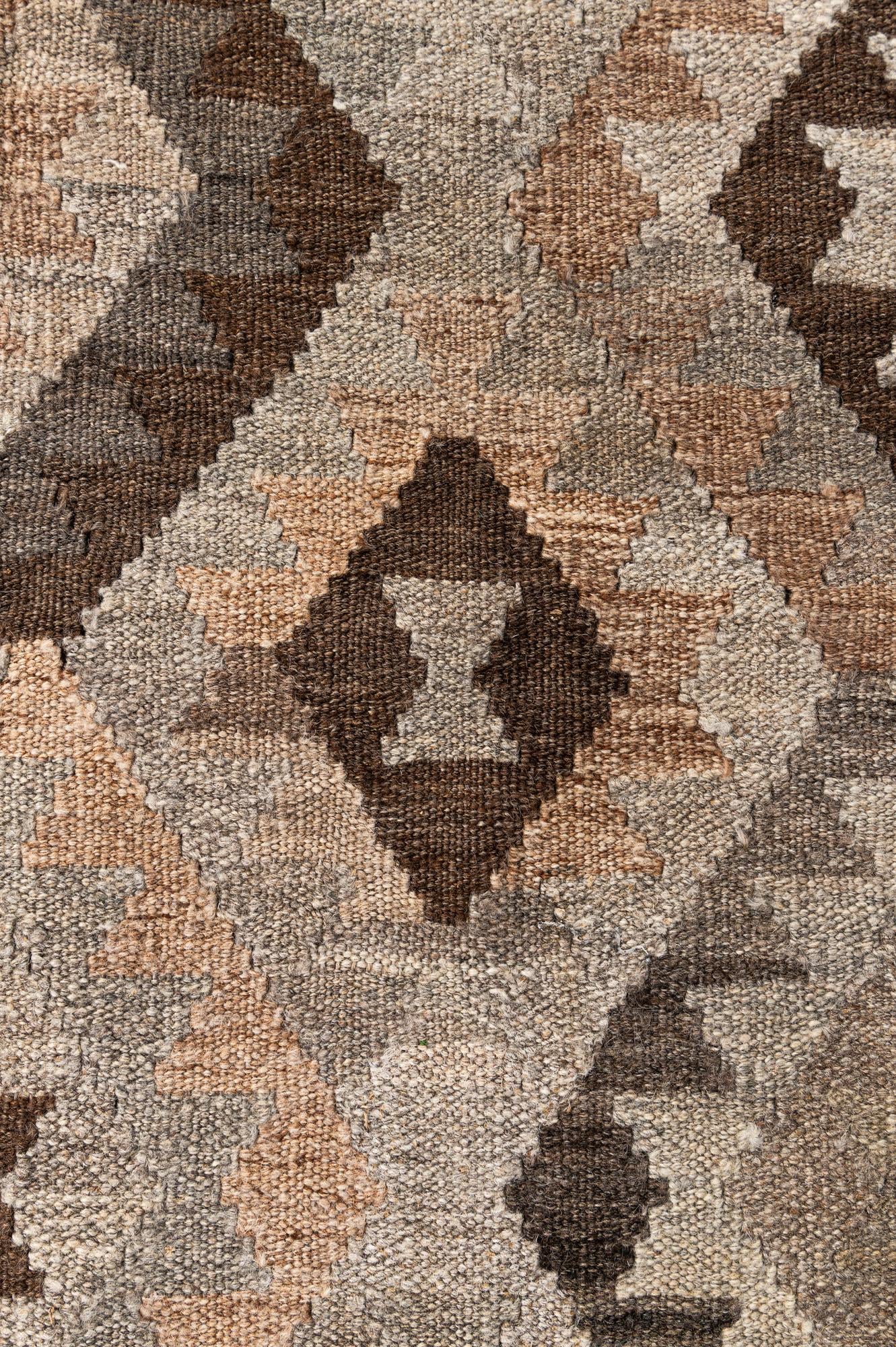 6' 3 x 7' 9 Hand Woven Kilim Maymana Wool Rug