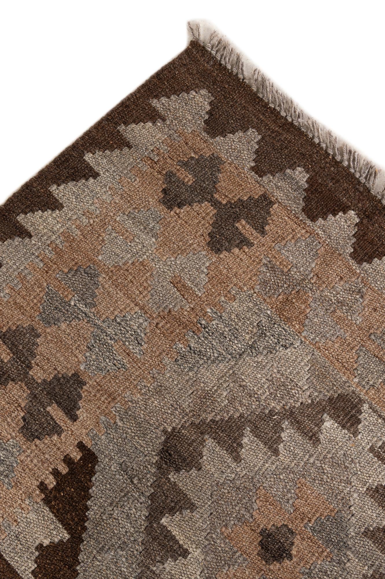 6' 3 x 7' 9 Hand Woven Kilim Maymana Wool Rug