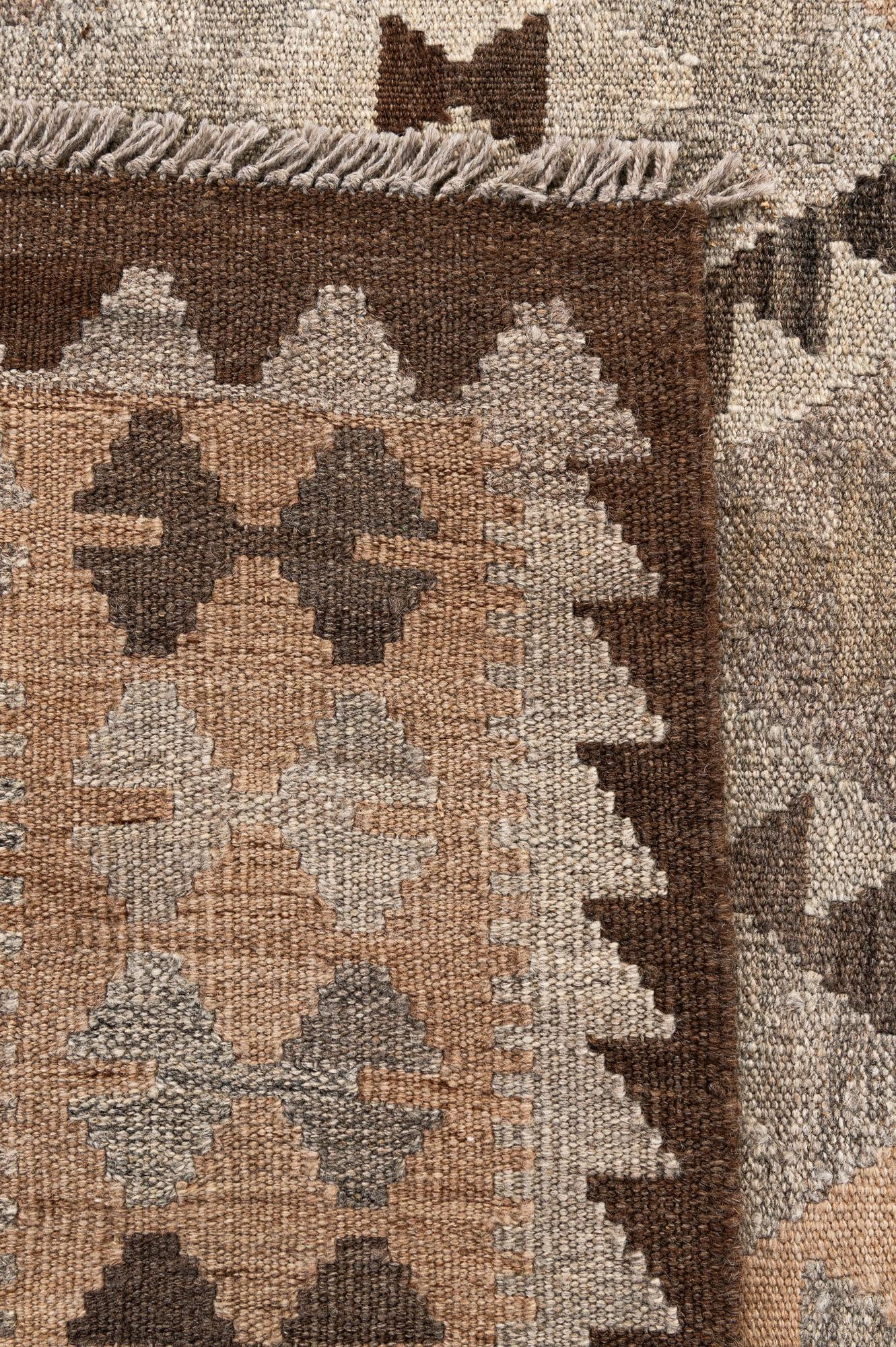 6' 3 x 7' 9 Hand Woven Kilim Maymana Wool Rug