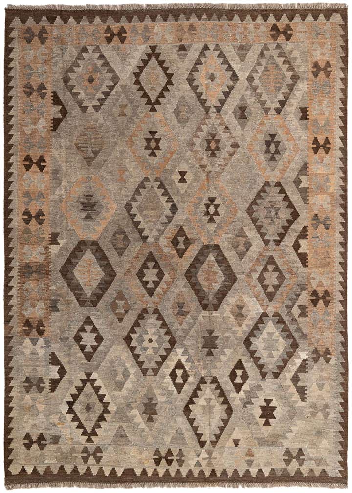 6' 3 x 7' 9 Hand Woven Kilim Maymana Wool Rug