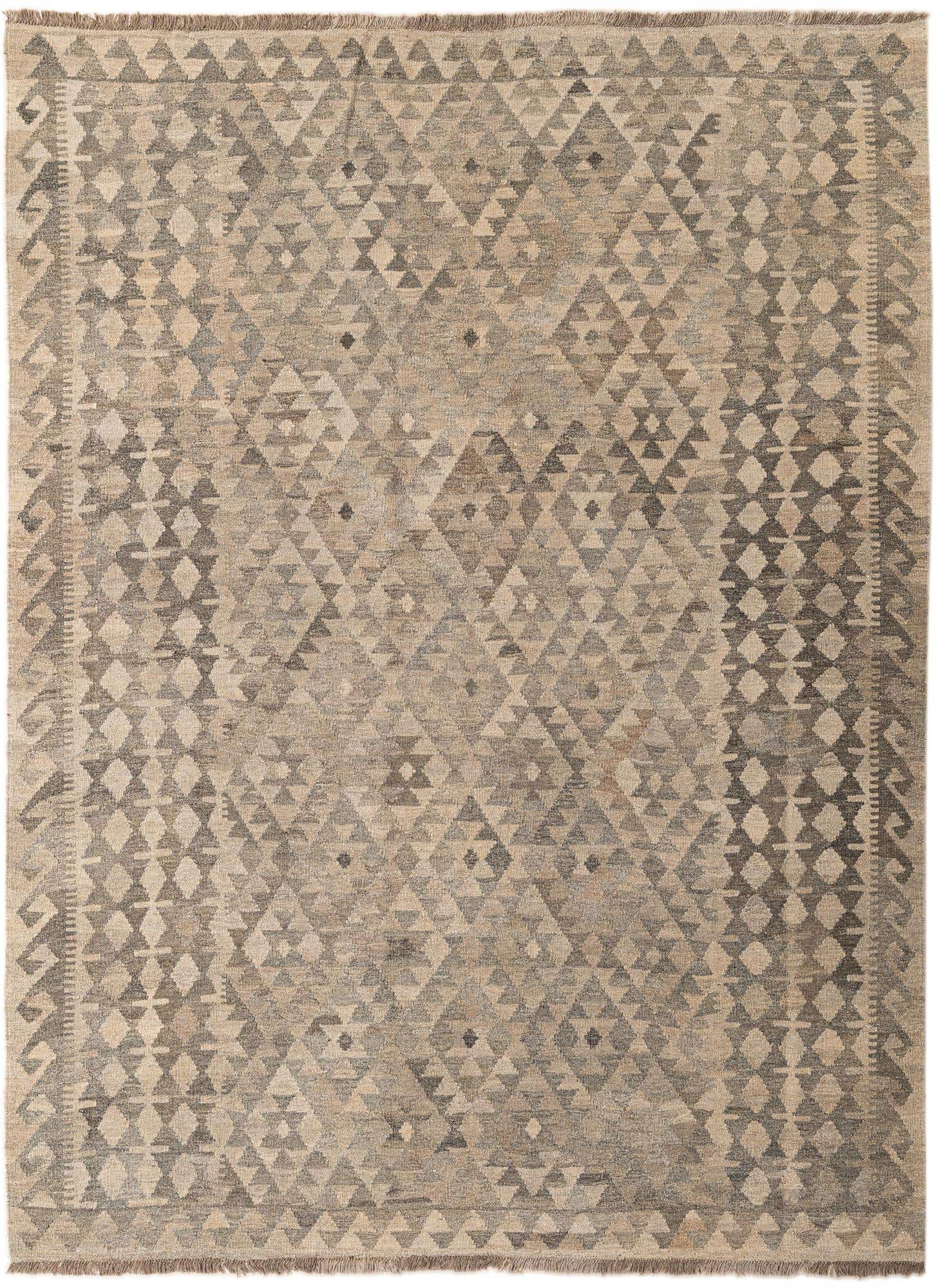 6' 1 x 8' Hand Woven Kilim Maymana Wool Rug