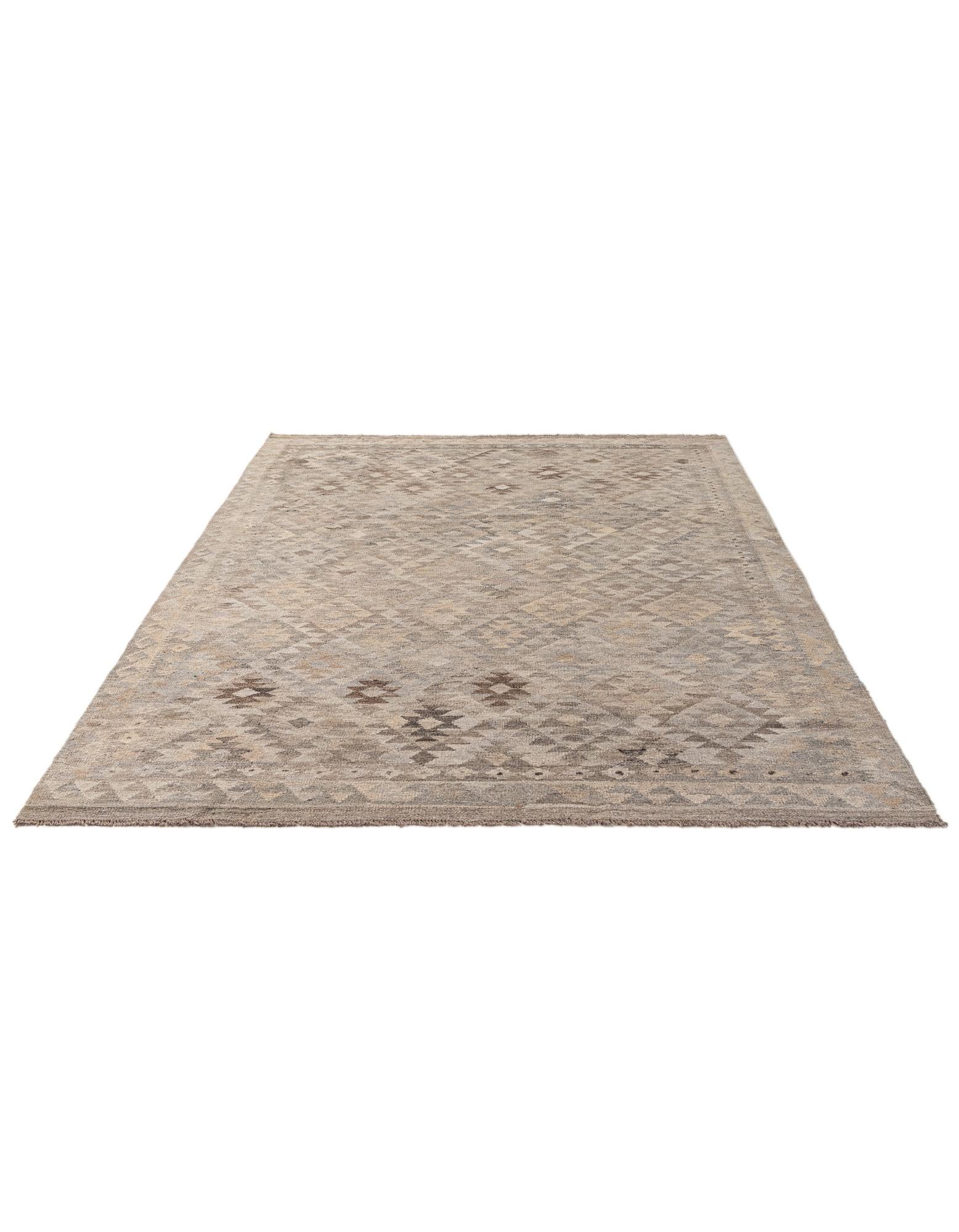 6' 2 x 9' 2 Hand Woven Kilim Maymana Wool Rug