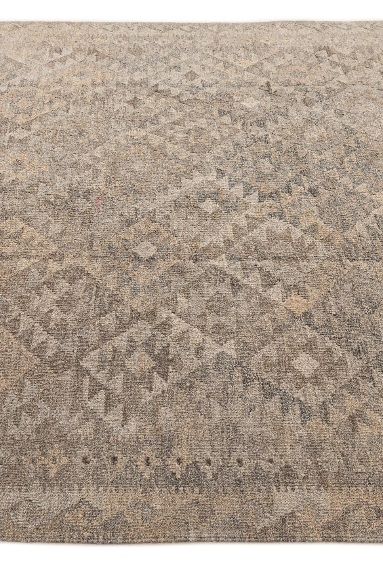 6' 2 x 9' 2 Hand Woven Kilim Maymana Wool Rug