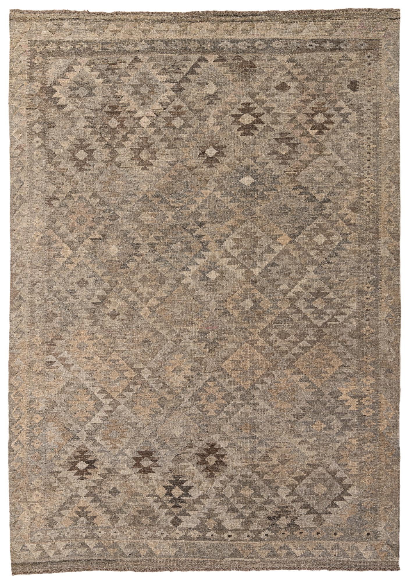 6' 2 x 9' 2 Hand Woven Kilim Maymana Wool Rug