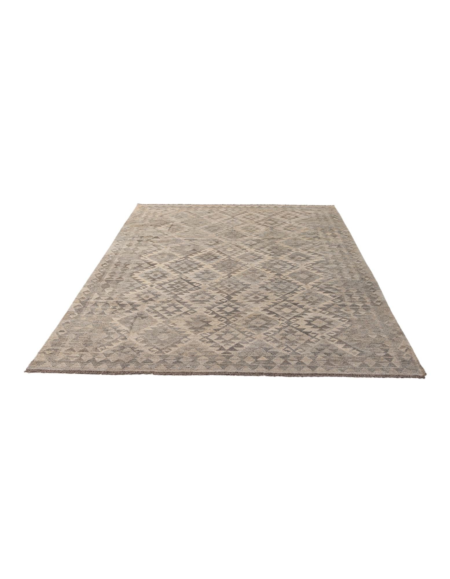 6' 4 x 9' 8 Hand Woven Kilim Maymana Wool Rug