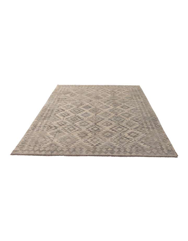 6' 4 x 9' 8 Hand Woven Kilim Maymana Wool Rug