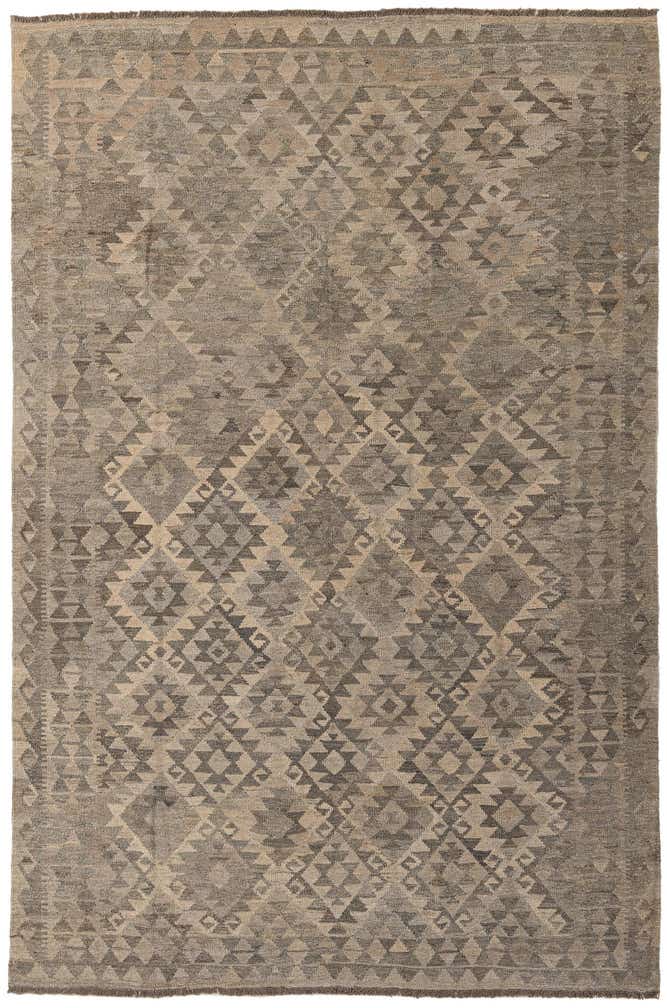 6' 4 x 9' 8 Hand Woven Kilim Maymana Wool Rug