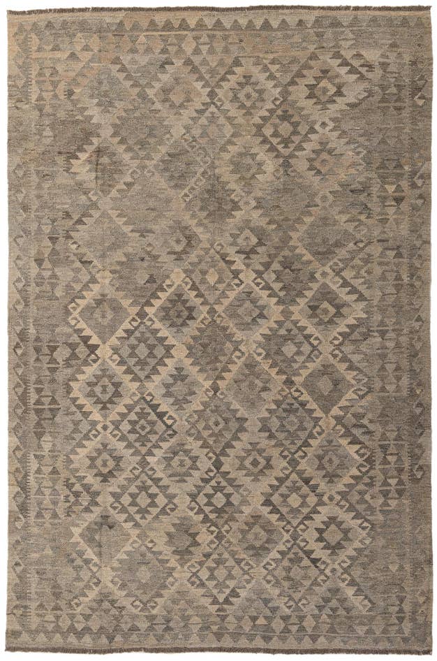 Detail image of 6' 4 x 9' 8 Hand Woven Kilim Maymana Wool Rug