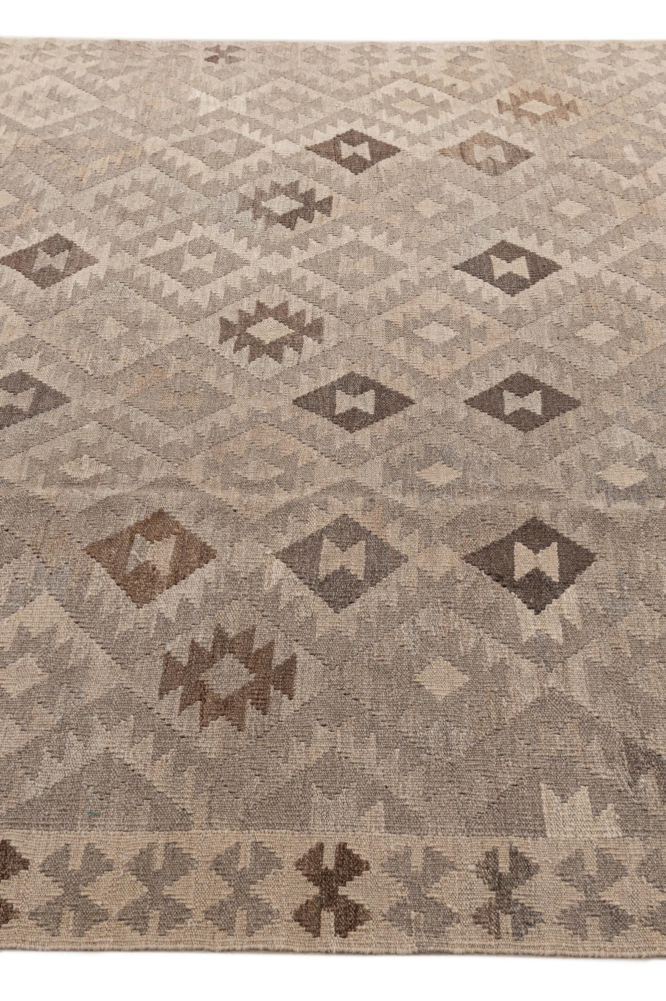 6' 6 x 9' 5 Hand Knotted Kilim Maymana Wool Rug