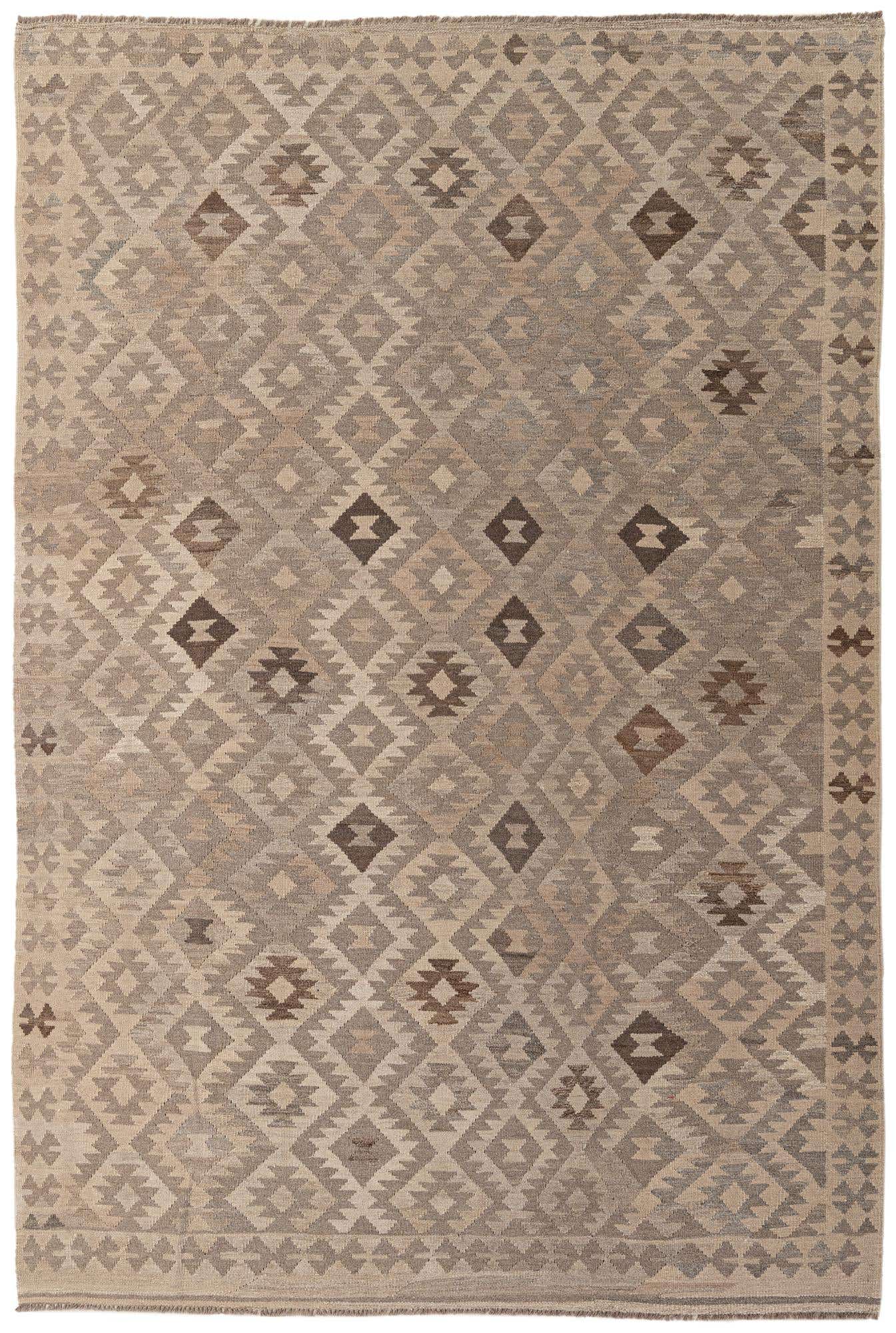 6' 6 x 9' 5 Hand Knotted Kilim Maymana Wool Rug