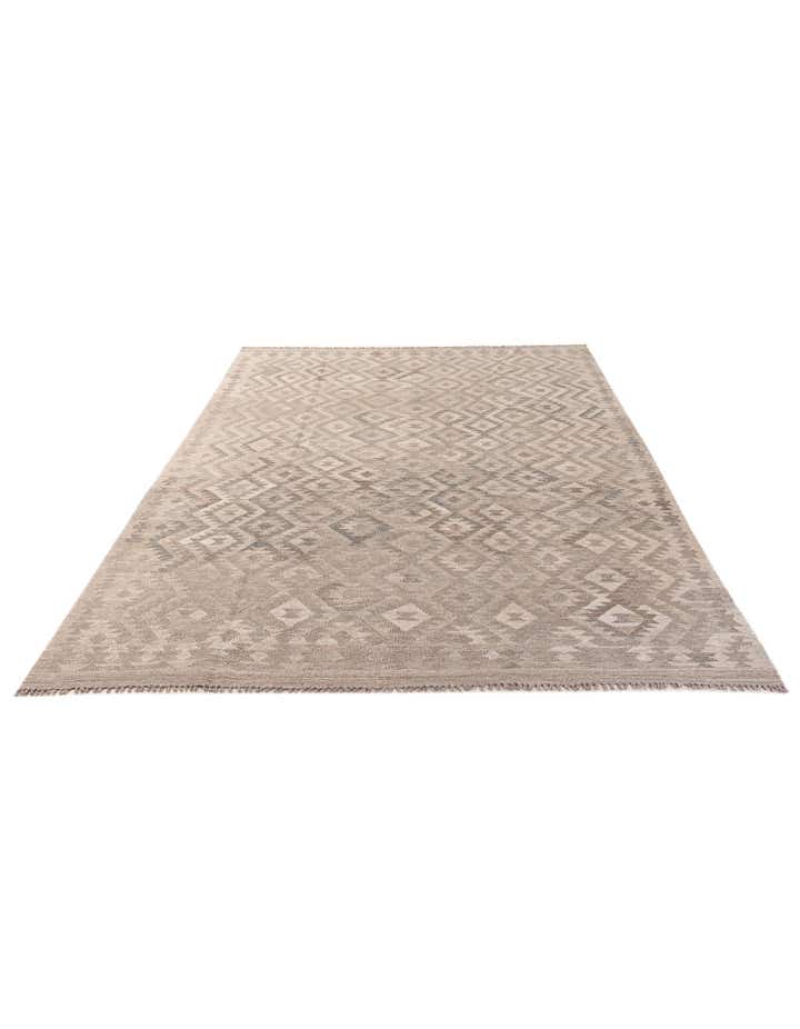 6' 4 x 9' 9 Hand Woven Kilim Maymana Wool Rug