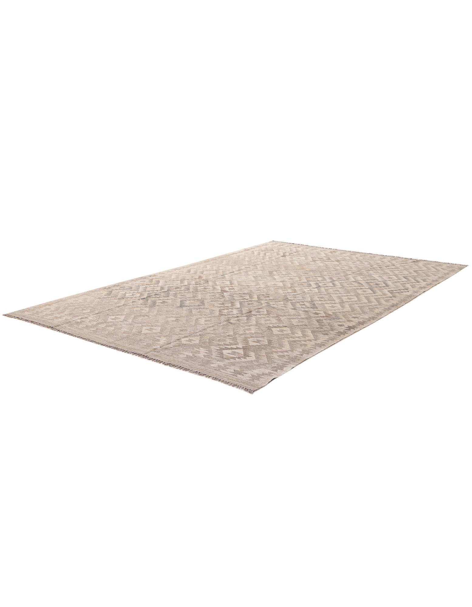 6' 4 x 9' 9 Hand Woven Kilim Maymana Wool Rug