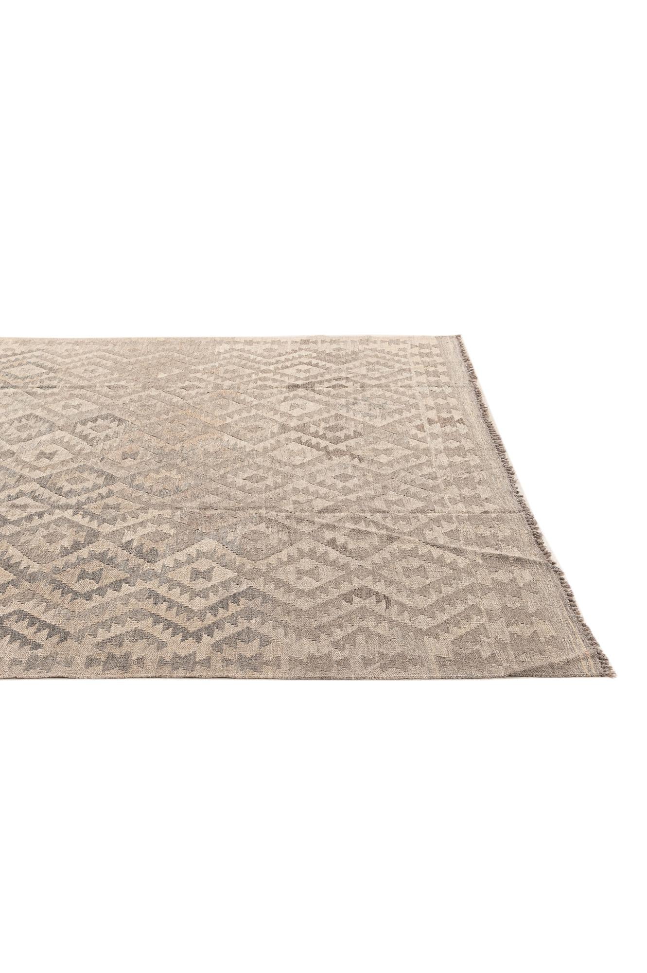 6' 4 x 9' 9 Hand Woven Kilim Maymana Wool Rug