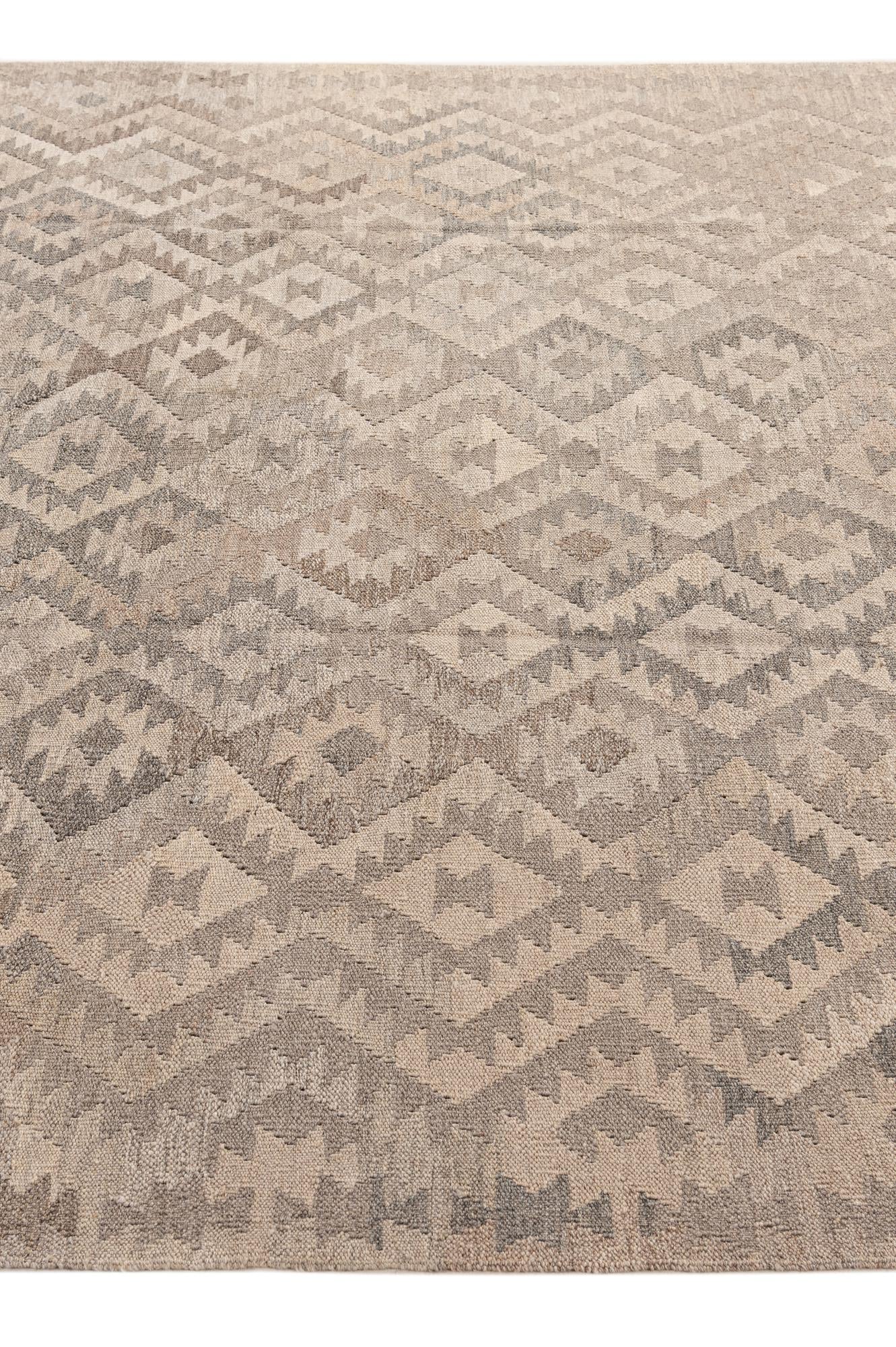 6' 4 x 9' 9 Hand Woven Kilim Maymana Wool Rug