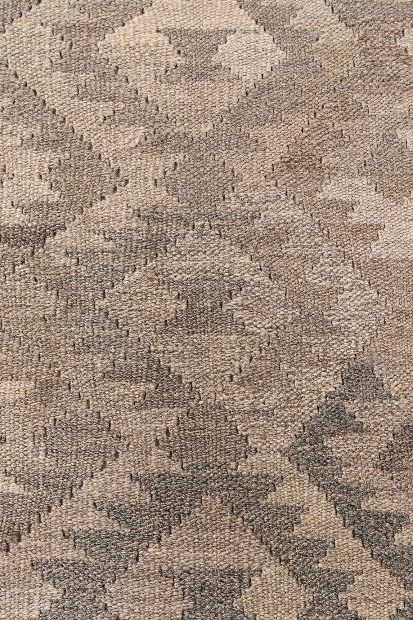 6' 4 x 9' 9 Hand Woven Kilim Maymana Wool Rug