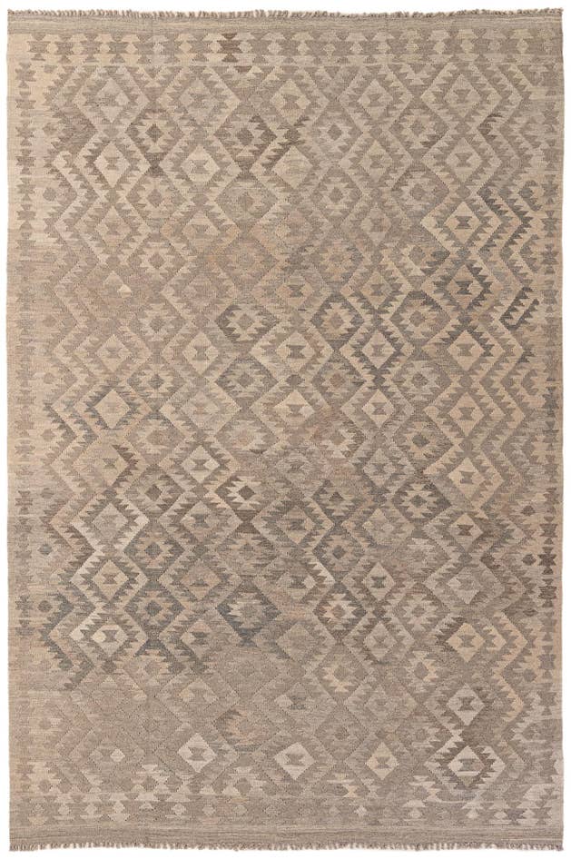 Detail image of 6' 4 x 9' 9 Hand Woven Kilim Maymana Wool Rug