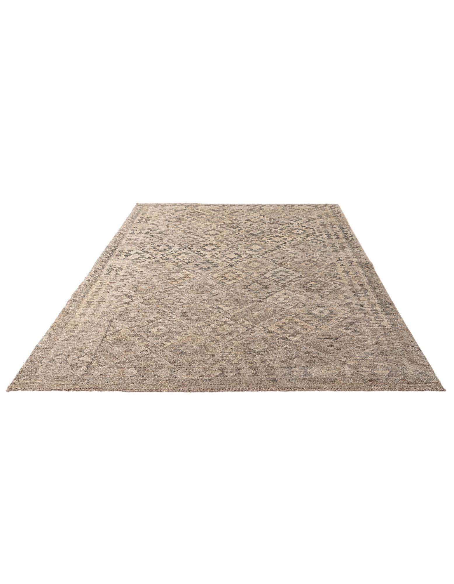 6' 5 x 9' 9 Hand Woven Kilim Maymana Wool Rug