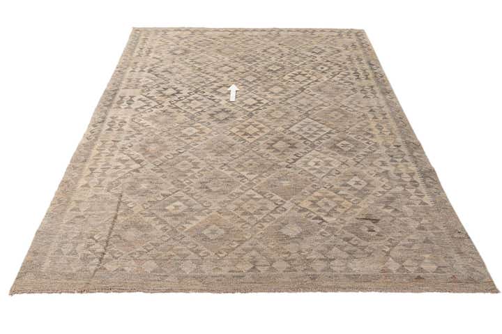6' 5 x 9' 9 Hand Woven Kilim Maymana Wool Rug