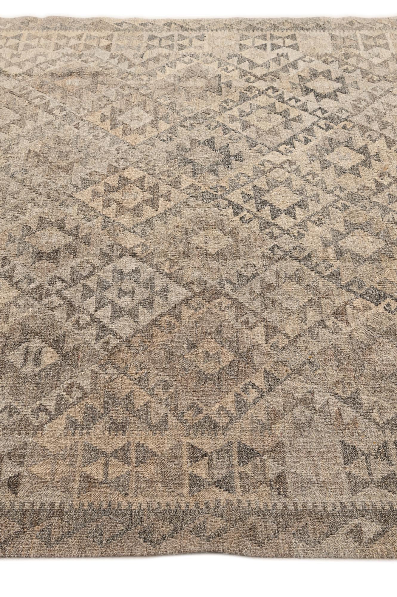 6' 5 x 9' 9 Hand Woven Kilim Maymana Wool Rug