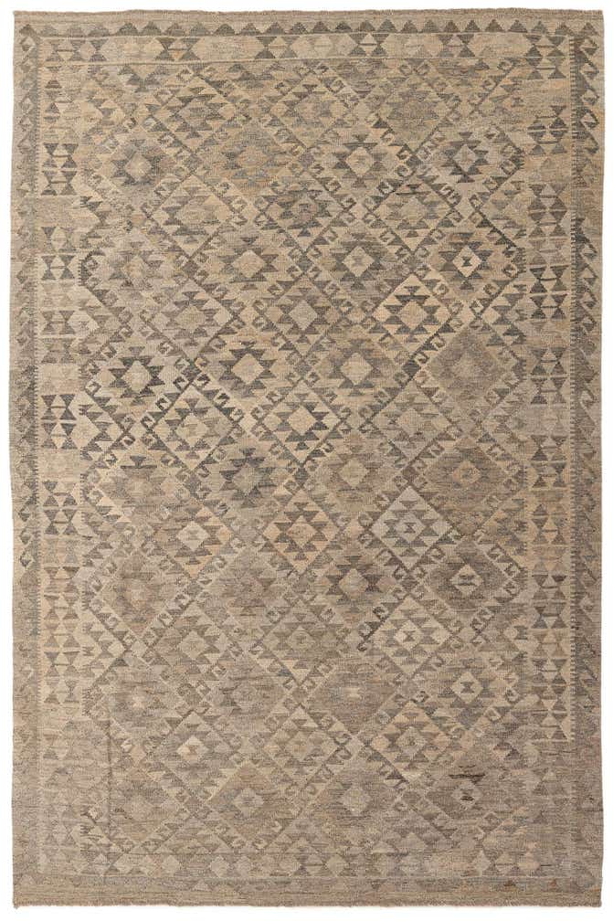 6' 5 x 9' 9 Hand Woven Kilim Maymana Wool Rug