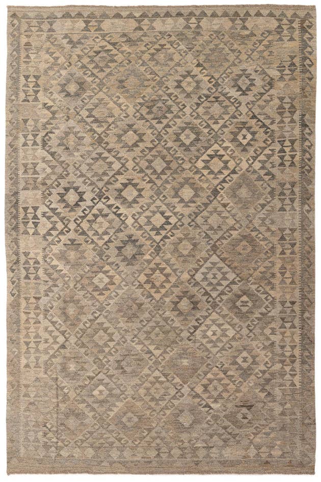 Detail image of 6' 5 x 9' 9 Hand Woven Kilim Maymana Wool Rug