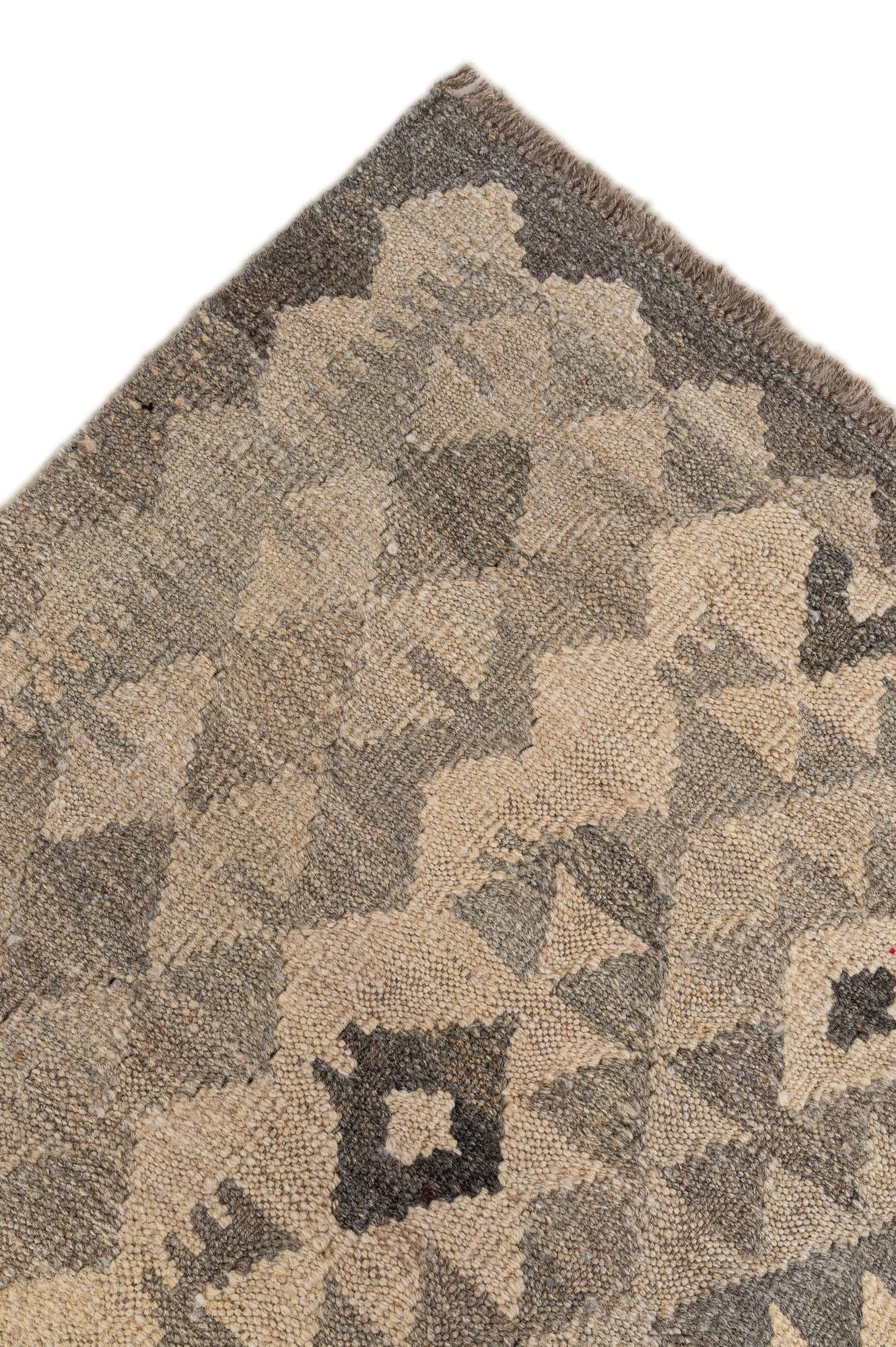6' 10 x 9' 3 Hand Woven Kilim Maymana Wool Rug