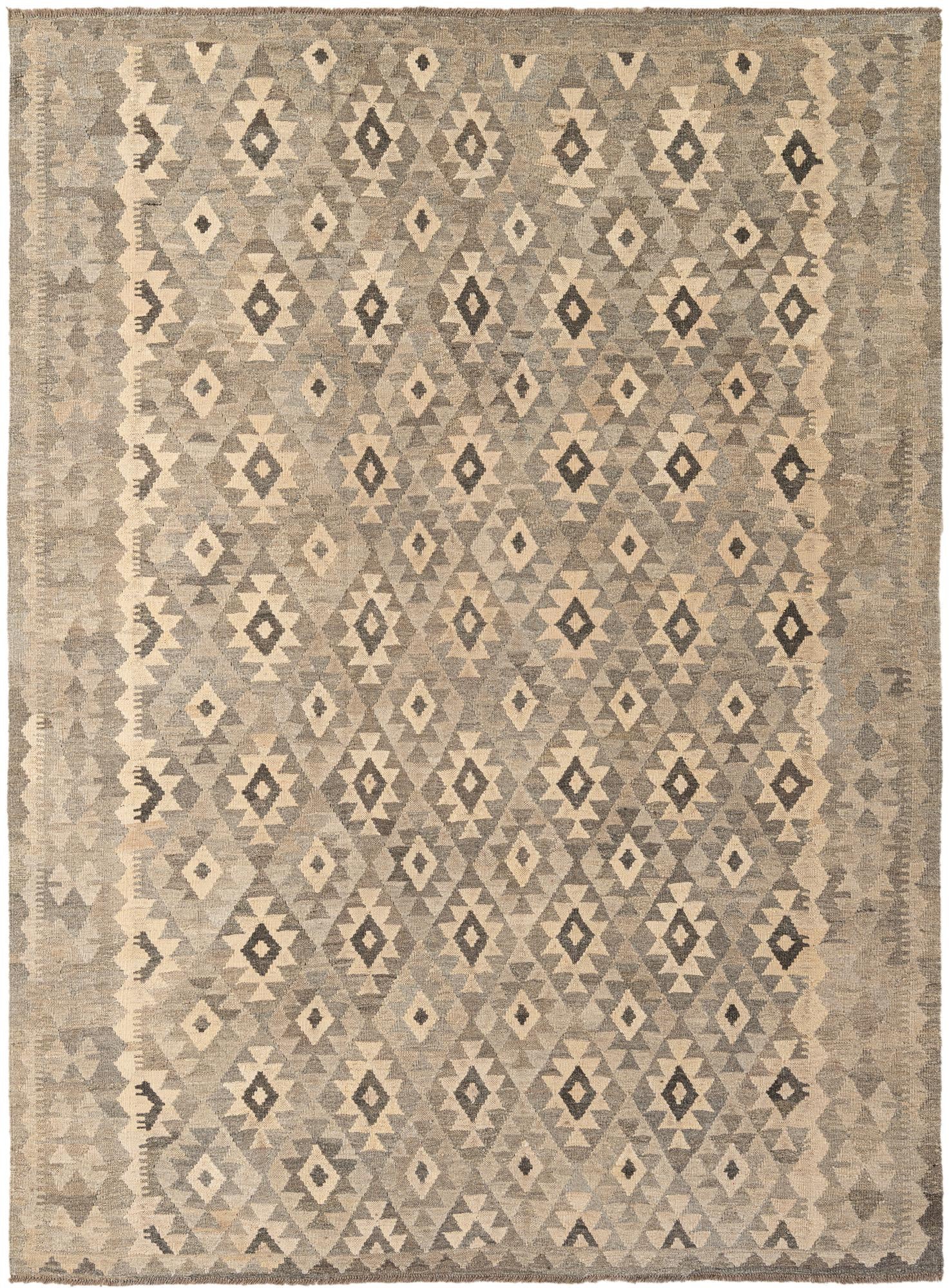 6' 10 x 9' 3 Hand Woven Kilim Maymana Wool Rug