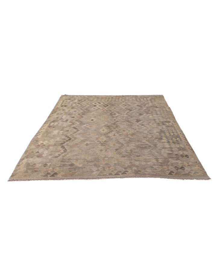 6' 8 x 9' 4 Hand Woven Kilim Maymana Wool Rug