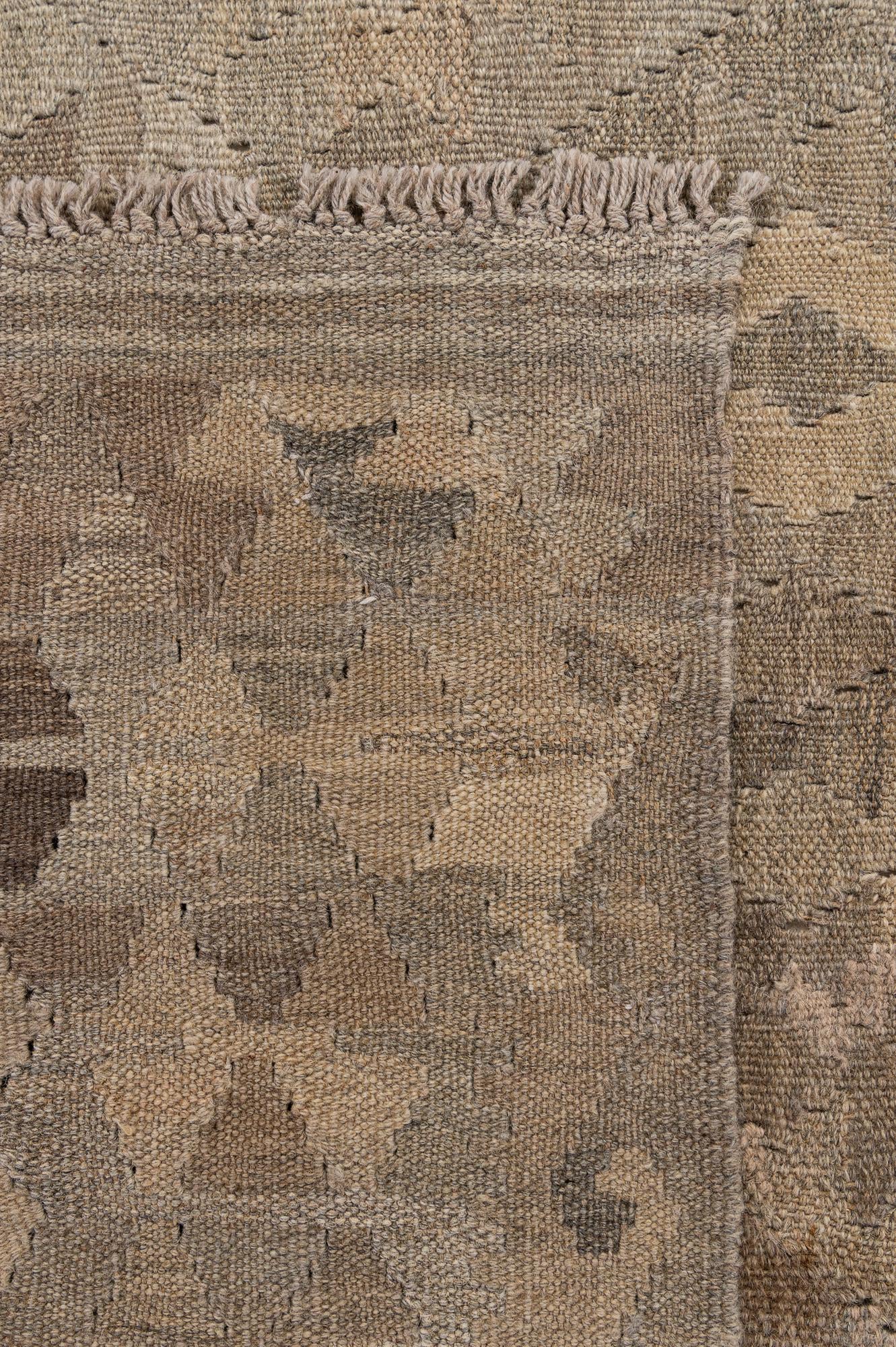 6' 8 x 9' 4 Hand Woven Kilim Maymana Wool Rug