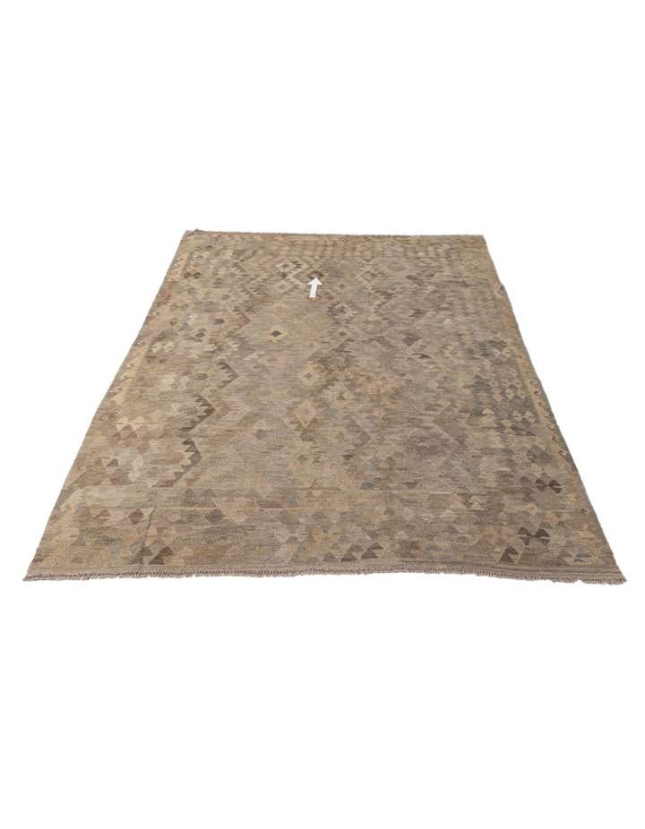 6' 8 x 9' 4 Hand Woven Kilim Maymana Wool Rug