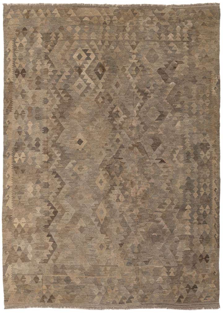 6' 8 x 9' 4 Hand Woven Kilim Maymana Wool Rug