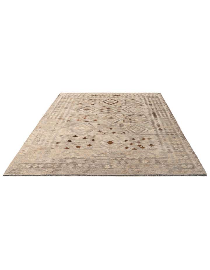 6' 6 x 9' 5 Hand Woven Kilim Maymana Wool Rug