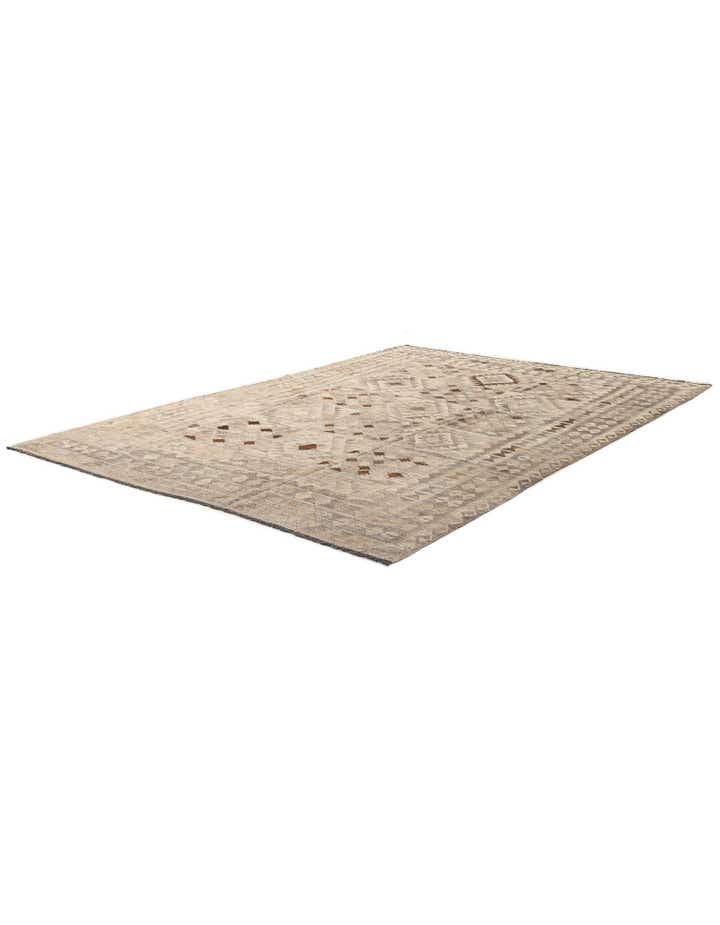 6' 6 x 9' 5 Hand Woven Kilim Maymana Wool Rug