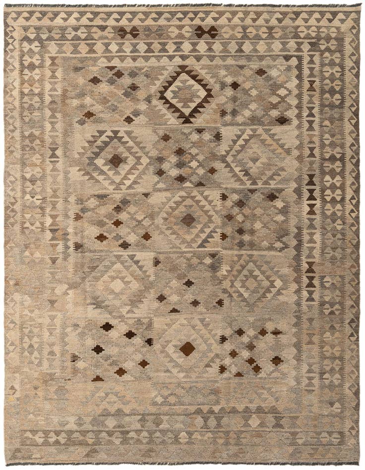 Detail image of 6' 6 x 9' 5 Hand Woven Kilim Maymana Wool Rug