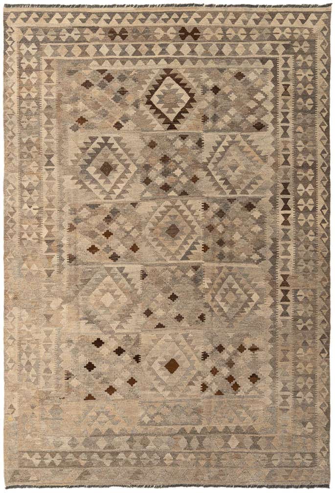 6' 6 x 9' 5 Hand Woven Kilim Maymana Wool Rug